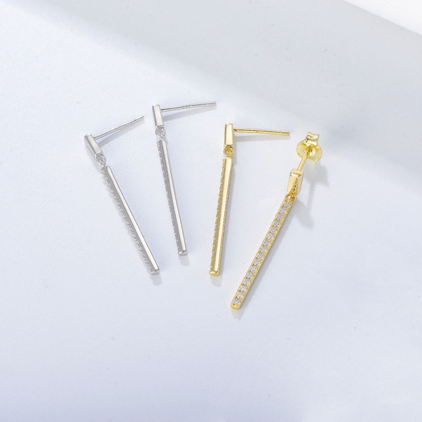 2025 New Style Famous Brand Design Long Chain Earring Post Stud Vertical Bar Earring - Image 2
