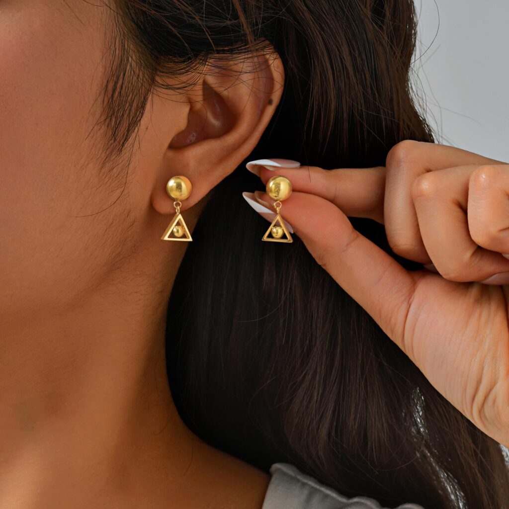 Modern Trendy Design Stainless Steel Pendant Earrings Small Triangle Drop Earrings for Women