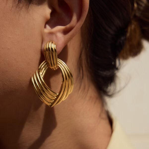 18K Gold-Plated Stainless Steel Fashion Earrings for Women - Hypoallergenic and Tarnish-Free