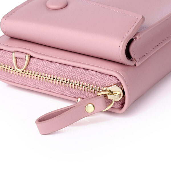 Pu Double Layer Portable Shoulder Bag Solid Color Multi-function Mobile Phone Bag Red Small Cross Body Bag Lady - Image 6