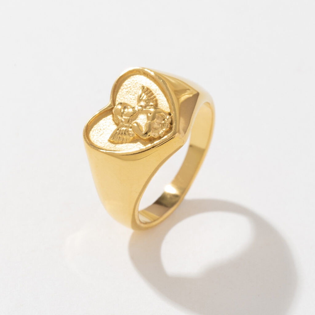 Titanium Angel Heart Women's Gold Ring Anti Tarnish Stainless Steel Trendy for Gift Gold Dropshipping Available