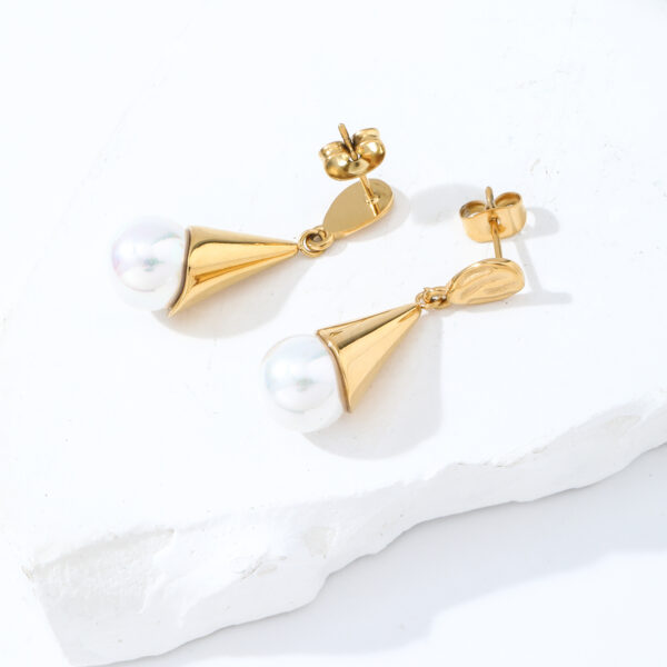 Luxury 18K Gold Freshwater Pearl Drop Earrings for Women for Bridal Engagement Wedding Parties and Gifts - Image 7