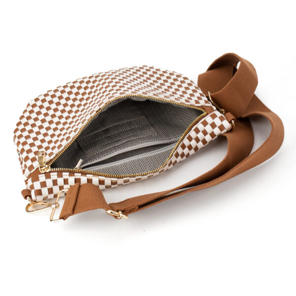Women's Handmade Matte PU Woven Belt Single Vegan Leather Tote Bag with Braided Cross Body Strap Fashionable Summer Style - Image 6