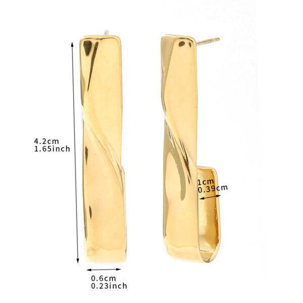 Women's Stainless Steel Minimalist Style J-Shaped Stud Earring Gold Irregular Geometric Design Featuring Zircon for Christians - Image 5