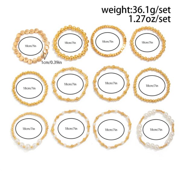 12Pcs/Set Charms CCB Imitated Pearl Beaded Bracelets for Women Trendy Ladies Stacked Hand Chain Accessories Fashion Jewelry Gift - Image 7