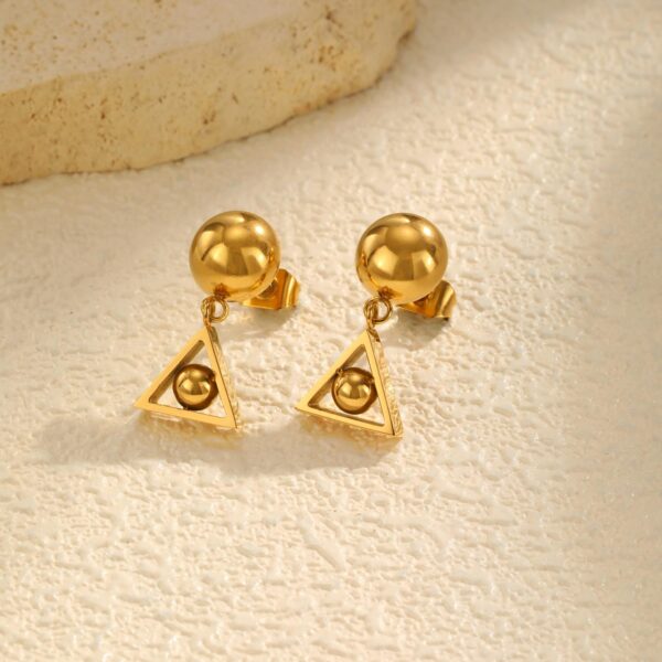 Modern Trendy Design Stainless Steel Pendant Earrings Small Triangle Drop Earrings for Women - Image 2