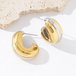 Fashion Jewelry Stainless Steel Plated 18K Gold Hollow Exaggerated Wave Ear Ring Female 2025 Hot Selling Earrings