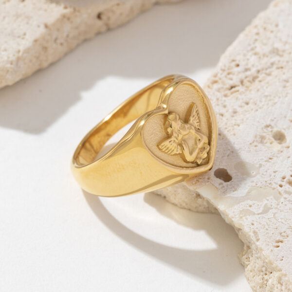 Titanium Angel Heart Women's Gold Ring Anti Tarnish Stainless Steel Trendy for Gift Gold Dropshipping Available - Image 5