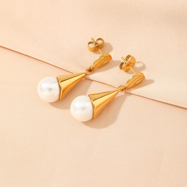Luxury 18K Gold Freshwater Pearl Drop Earrings for Women for Bridal Engagement Wedding Parties and Gifts - Image 6
