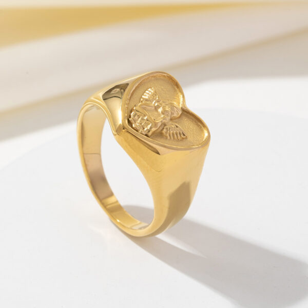 Titanium Angel Heart Women's Gold Ring Anti Tarnish Stainless Steel Trendy for Gift Gold Dropshipping Available - Image 3