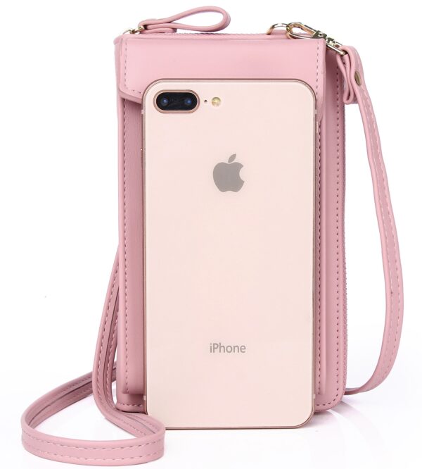 Pu Double Layer Portable Shoulder Bag Solid Color Multi-function Mobile Phone Bag Red Small Cross Body Bag Lady - Image 4