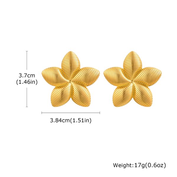New Trendy Elegant Stainless Steel Jewelry for Women Gold Plated Tarnish-Free Flower Stud Earrings for Parties - Image 5
