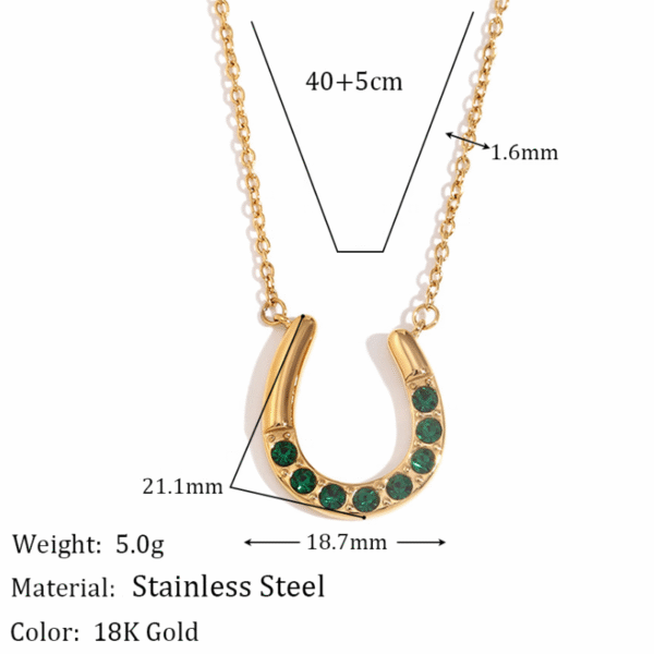 Popular Creative Custom Stainless Steel Pvd Plated 18k Gold Horseshoe U-Shaped Diamond Pendant Fashion Women's Senior Necklace - Image 3