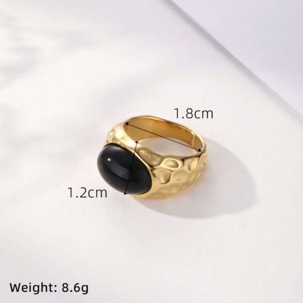 18k Gold Natural Stones Finger Rings Stainless Steel Customized Gold Plated Chunky Rings - Image 7