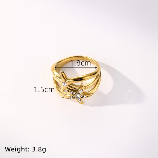 Women Boho Summer Beach Opening Shell Starfish Seashell Statement Ring for Women - Image 6