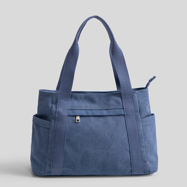Large Capacity Ladies Shoulder Fashion Handbags New Trend Canvas Tote Bag with Zipper Closure Pocket for Women - Image 4