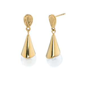 Luxury 18K Gold Freshwater Pearl Drop Earrings for Women for Bridal Engagement Wedding Parties and Gifts