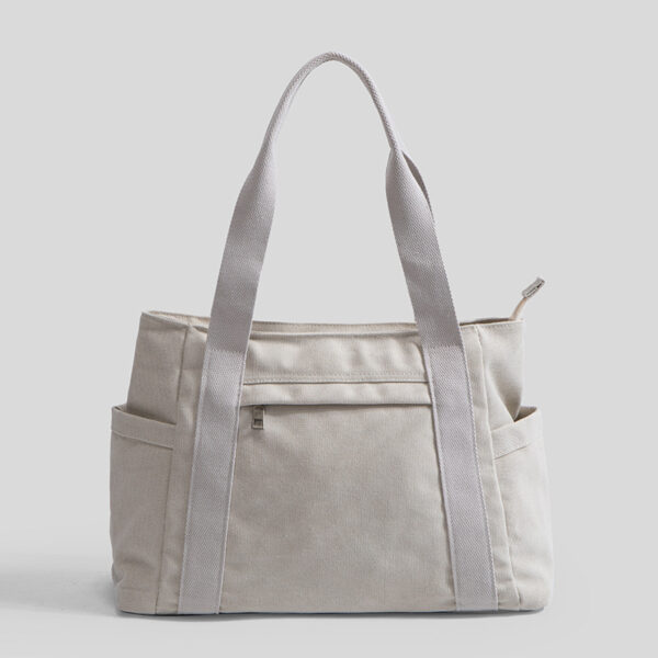 Large Capacity Ladies Shoulder Fashion Handbags New Trend Canvas Tote Bag with Zipper Closure Pocket for Women - Image 3