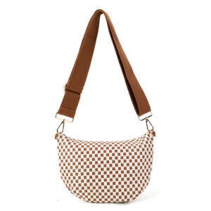Women's Handmade Matte PU Woven Belt Single Vegan Leather Tote Bag with Braided Cross Body Strap Fashionable Summer Style