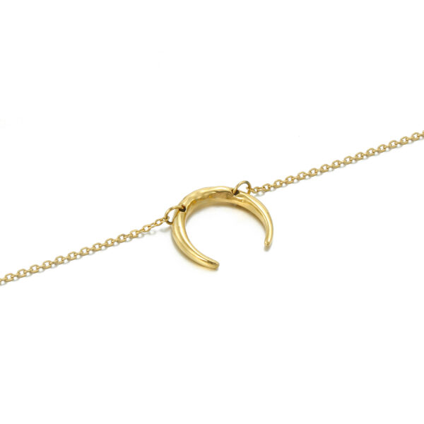 Hot Selling Dainty 14k Gold Plated Link Chain Necklace Hammered Crescent Moon Pendant for Women - Image 3
