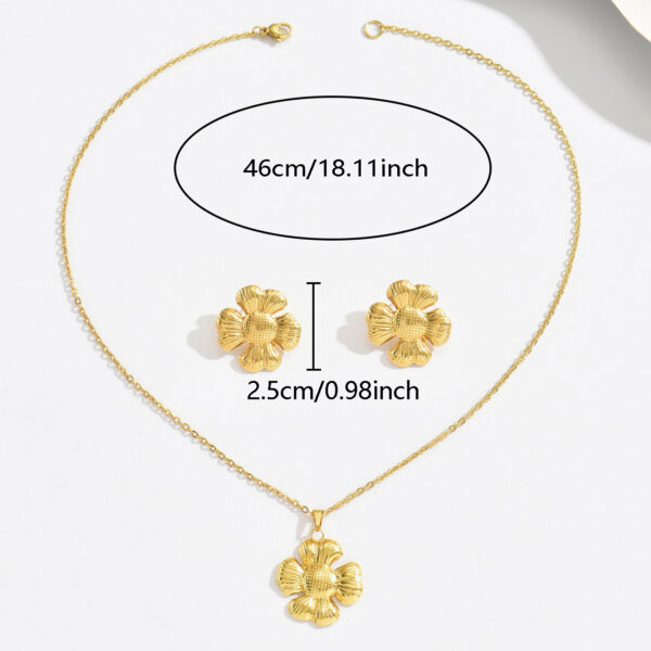 Hot Sale Women's Stainless Steel Pendant Necklace Earrings - Image 3