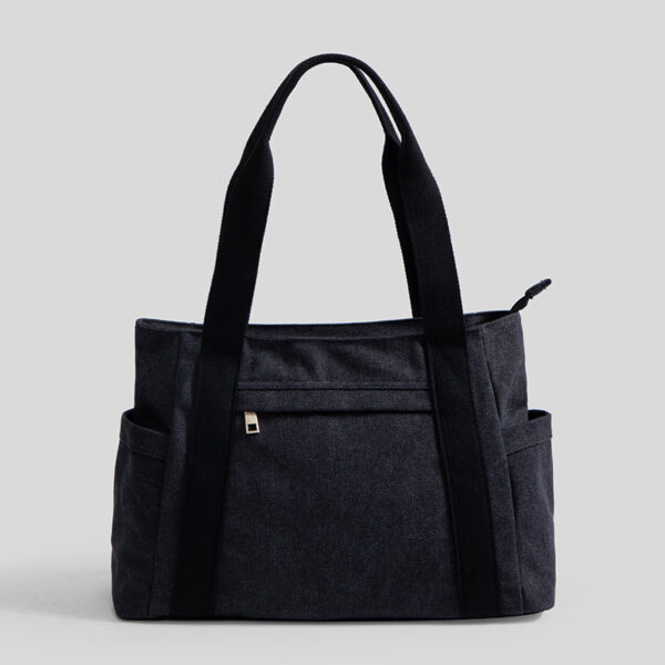 Large Capacity Ladies Shoulder Fashion Handbags New Trend Canvas Tote Bag with Zipper Closure Pocket for Women - Image 2
