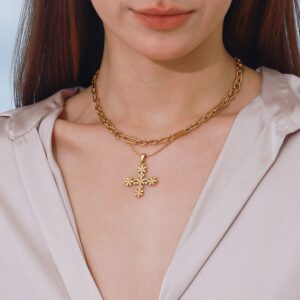 High-End Luxury Titanium Steel Cross Clavicle Chain European American Style Stainless Steel Fashion Pendant Necklaces