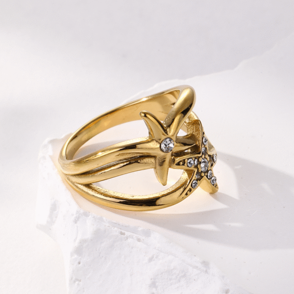 Women Boho Summer Beach Opening Shell Starfish Seashell Statement Ring for Women - Image 4