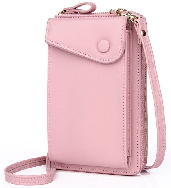 Pu Double Layer Portable Shoulder Bag Solid Color Multi-function Mobile Phone Bag Red Small Cross Body Bag Lady - Image 2