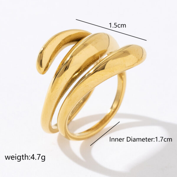 Good Quality Wholesale Luxury Snake Spiral Shaped 18k Gold Stainless Steel Ring - Image 2