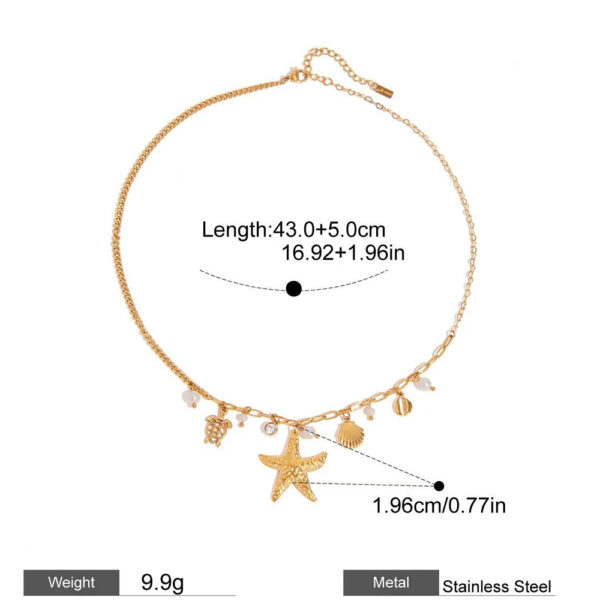 Fashion Stainless Steel Necklace with Gold-Plated Starfish Ocean Pendant for Women - Trendy Chain - Image 2
