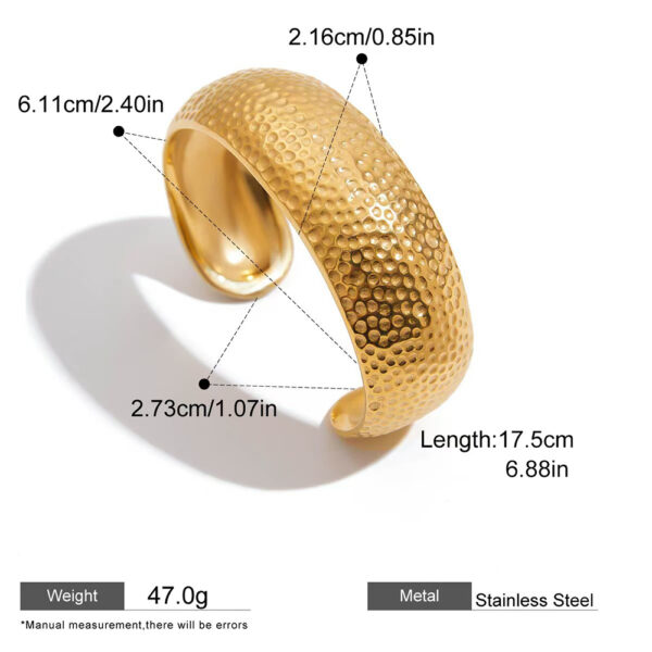 Fashion Stainless Steel Gold-Plated 18K Wide Opening Women's Bracelet Popular Bracelet - Image 2