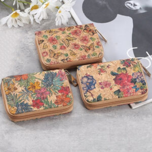 Vintage Flower Printed Card Holder Wallet for Women Rectangle Shape with Zipper Slots Multiple Card Purse for Girls Gifts
