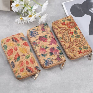 Vintage Clutch Flower Leaf Floral Printed Card Holder Wallet with Zipper Dainty Long Purse Wallets for Women Girls Gifts