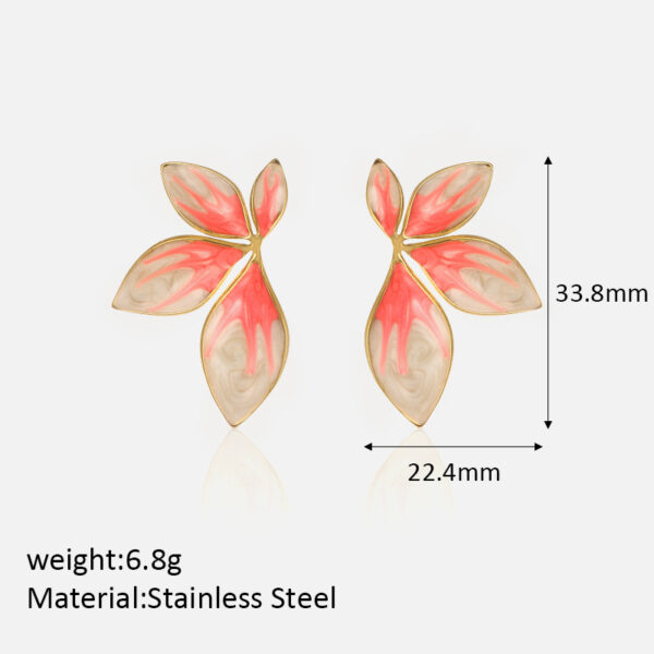 Stainless Steel Gold Plated 18K Drip Glaze Leaf Earrings Simple Fashion Trend Personality Suitable for Women Party Wear - Image 5