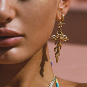 Stainless Steel Gold Plated 18K Irregular Cross Pendant Earrings Fashion Trend Personality Jewelry for Women Party Wear