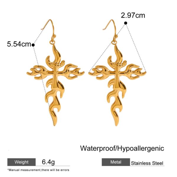 Stainless Steel Gold Plated 18K Irregular Cross Pendant Earrings Fashion Trend Personality Jewelry for Women Party Wear - Image 2