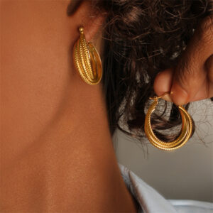 Luxury Stainless Steel Earrings for Women Elegant Minimalist Hoop Earrings Hypoallergenic Lightweight Dainty Jewelry Gift