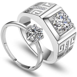 Fine Jewelry Romantic Wedding Rings S925 Sterling Silver Adjustable Couple Rings Love Rings for Women Men Engagement and Marriage Ringband