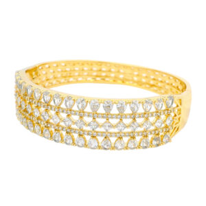 Fine Jewelry Dainty CZ Bangle for Women 14K Gold Plated Cubic Zirconia Chunky Cuff Bracelet Bangle for Women Wedding Wristband Gifts