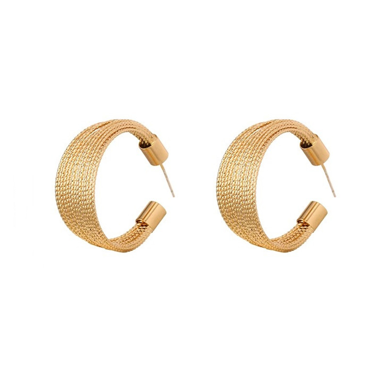 Personalized S925 Sterling Silver Post 18K Gold Plated Copper Multiple Wires Loops C Shape Hoop Earrings for Women Trendy and Elegant Jewelry Gifts