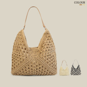 Women Woven Bags Beautiful Straw Woven Hollow Bags for Ladies Fashionable Shoulder Bag Lady Handbag