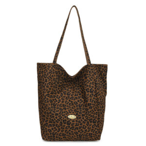Chic Brown Leopard Print Large Canvas Bag for Women Custom Logo Tote Bags Trendy Shoulder Bags Ladies Handbags