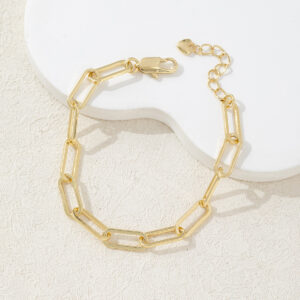 Chic Chunky Link Chain Bracelets Gold Plated Paperclip Shape Chain Wrist Cuff Bracelet Bangle for Men Women Jewelry Gifts