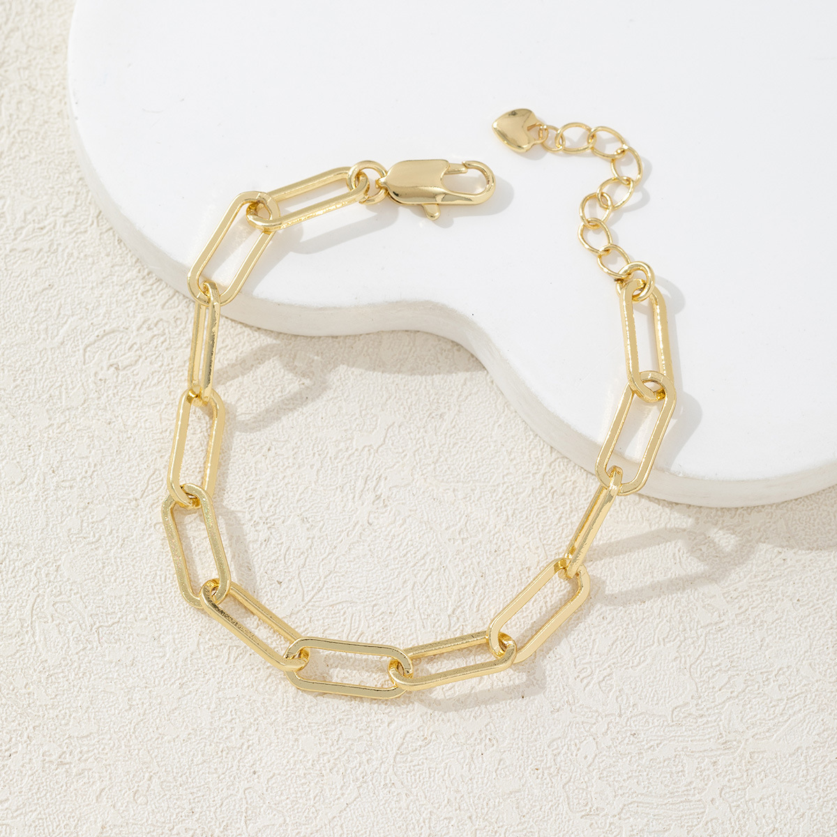 Chic Chunky Link Chain Bracelets Gold Plated Paperclip Shape Chain Wrist Cuff Bracelet Bangle for Men Women Jewelry Gifts