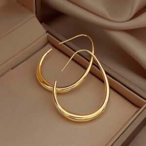 1 Plain Drop Hoop Earrings Personalized 18K Gold White Gold Copper Simple Plain Open Drop Hoop Earrings for Women Elegant Jewelry Gifts
