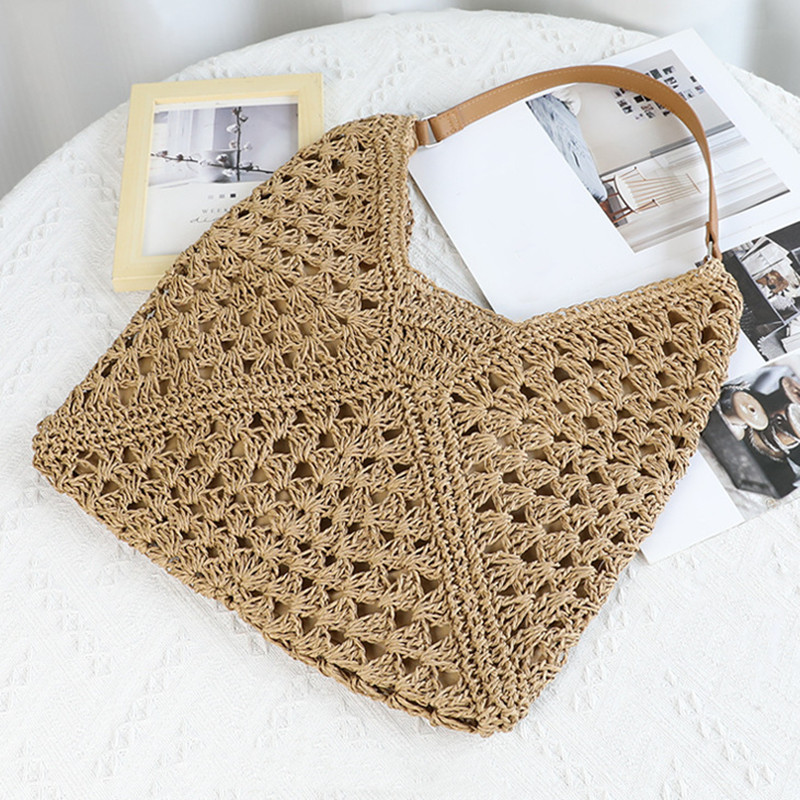 Women Woven Bags Beautiful Straw Woven Hollow Bags for Ladies Fashionable Shoulder Bag Lady Handbag - Image 8
