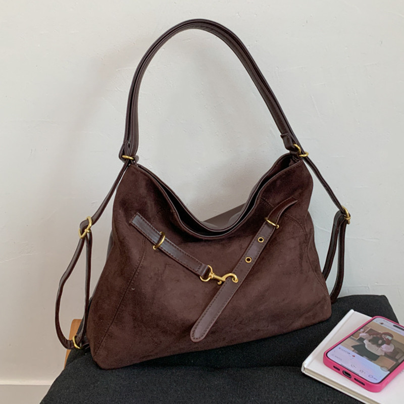 Womens Bags Trendy Fall Winter Shoulder Bags Crossbody Bags Large Lady Tote Bags Lady Handbag for Women Velvet Leather Bag with Cute Accessories - Image 2