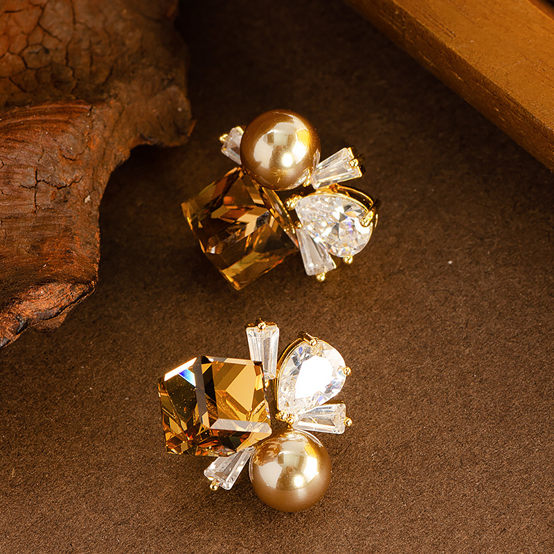 925 Sterling Silver Post Stud Earrings CZ Cubic Zirconia Pearl Crystal Square Cube Stud Earrings for Women Girls Wedding Party Jewelry Gifts - Image 2