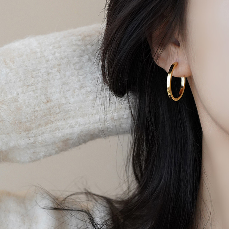 925 Sterling Silver Post Elegant Simple Plain Hoop Earrings for Women Trendy Silver Gold Copper Loop Earrings for Girls Fashionable Jewelry Gifts - Image 6